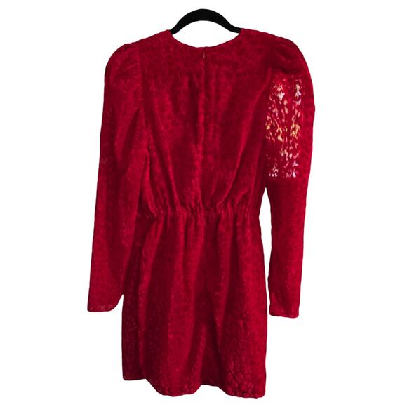 The Kooples Womens Red Artichoke Burnout Velvet Leopard Mini Dress 2 Feminine - Picture 7 of 11